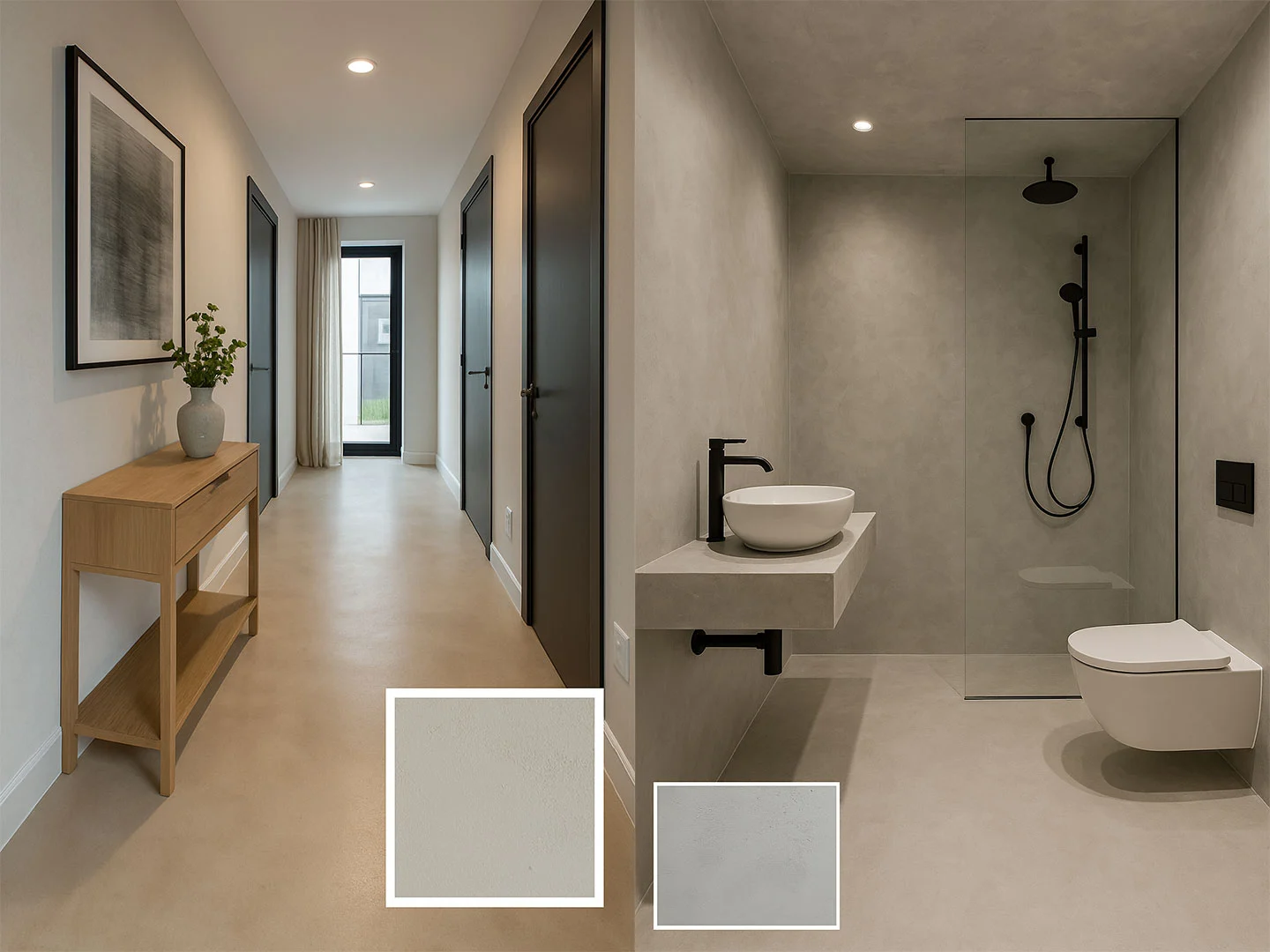 Hallway and bathroom decorative finishes from the Voytec Decorator website